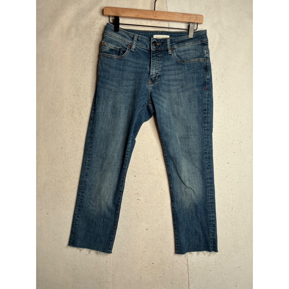 Warp + Weft Amsterdam Slim Jeans Tortoise Blue Raw Hem 29x24  READ
